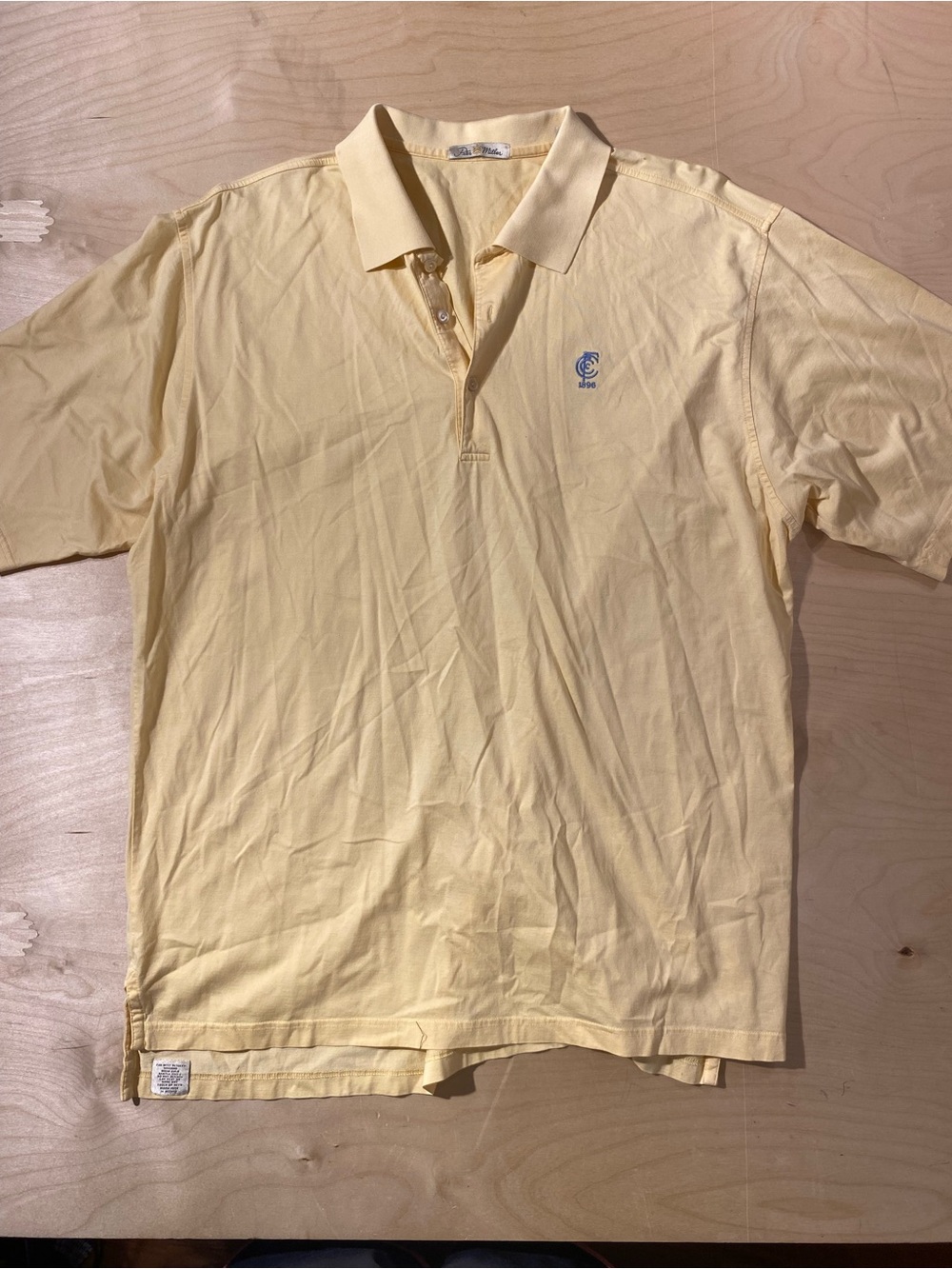 Peter Millar Pale Yellow Short Sleeve Polo XL (SM)